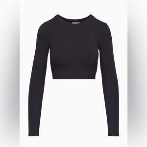 Wilfred Free Black Ribbed Long Sleeve Cropped Top Size XS